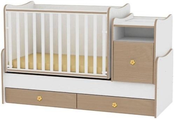 Ліжечко-трансформер Lorelli (Bertoni) Trend Plus new, бук з білим (18230) - Pampik
