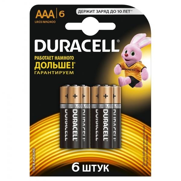 Батарейки Duracell ААА 1.5V LR03, 6 шт. - Pampik