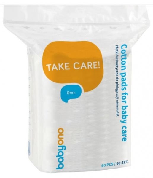 Косметические ватные диски BabyOno для новорожденных, 60 шт. (1051) - Pampik