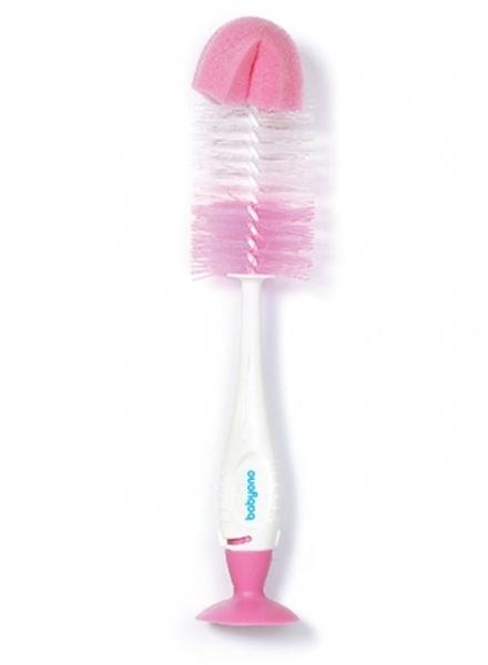Ершик для мытья бутылочек BabyOno с присоской, розовый (728/03) - Pampik