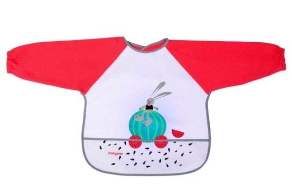 Нагрудник BabyOno з довгим рукавом, червоний (837) - Pampik