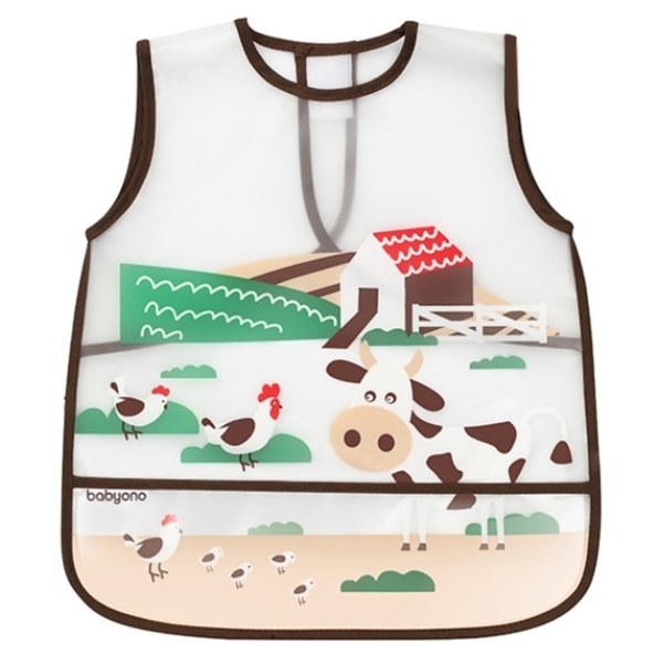 Нагрудник BabyOno Корівки, коричневий з білим (838) - Pampik