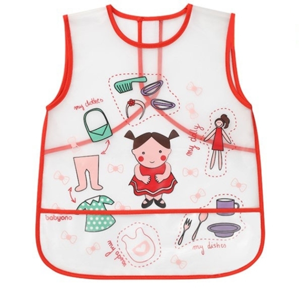 Нагрудник BabyOno Active Baby Дівчинка, червоний з білим (839) - Pampik