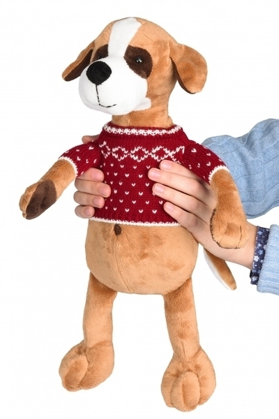 М'яка іграшка Soft Toy Собачка в червоному светрі, 31 см (THT570) - Pampik - 2