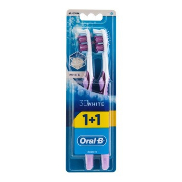 

Зубная щетка Oral-B 3D White Отбеливание, средняя, фиолетовый, 2 шт