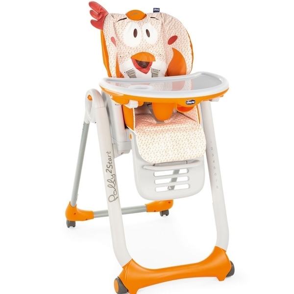 Стільчик для годування Chicco Polly 2 Start 4W, помаранчевий (79205.96) - Pampik