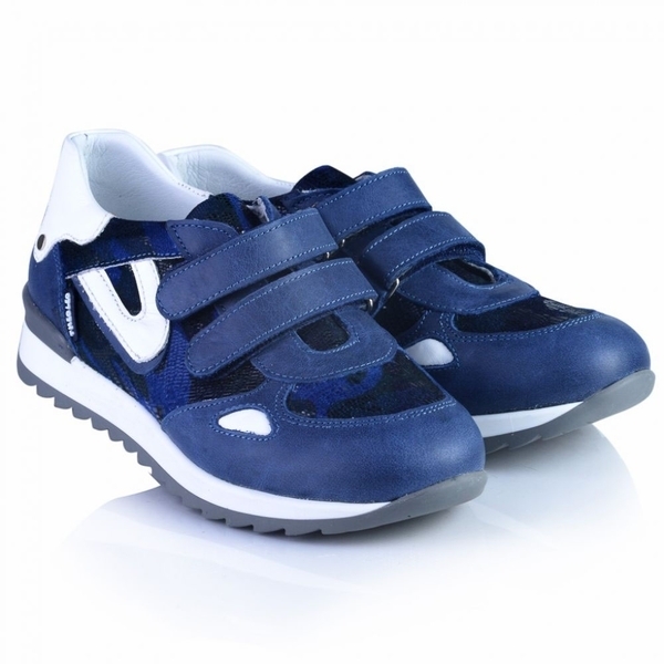 Кросівки Theo Leo для хлопчиків, шкіра, р.26, синій з білим (332_26) - Pampik