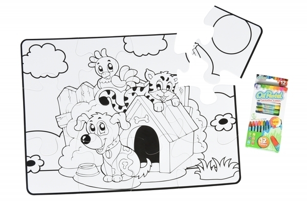 Пазл-раскраска Same Toy Домашние животные, 12 элементов (2169Ut) - Pampik - 2