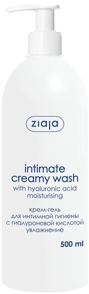 Кремовое средство для интимной гигиены Ziaja с гиалуроновой кислотой, 500 мл - Pampik