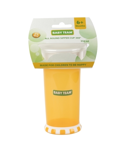 Поїльник-непроливайка 360° Baby Team, 350 мл, помаранчевий (5030) - Pampik - 2