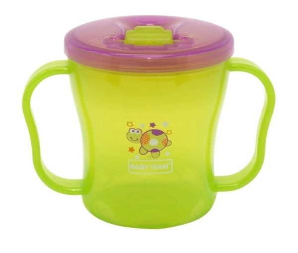 Поїльник з ручками і складним носиком Baby Team, 180 мл, зелений (5002) - Pampik