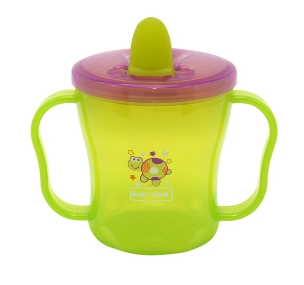 Поїльник з ручками і складним носиком Baby Team, 180 мл, зелений (5002) - Pampik - 2