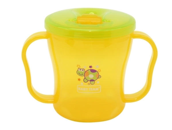 Поїльник з ручками і складним носиком Baby Team, 180 мл, жовтий (5002) - Pampik