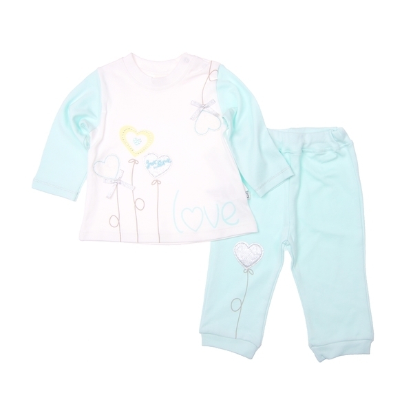 Костюм Twetoon Сердечки, інтерлок, р.68, бірюзовий (117177) - Pampik