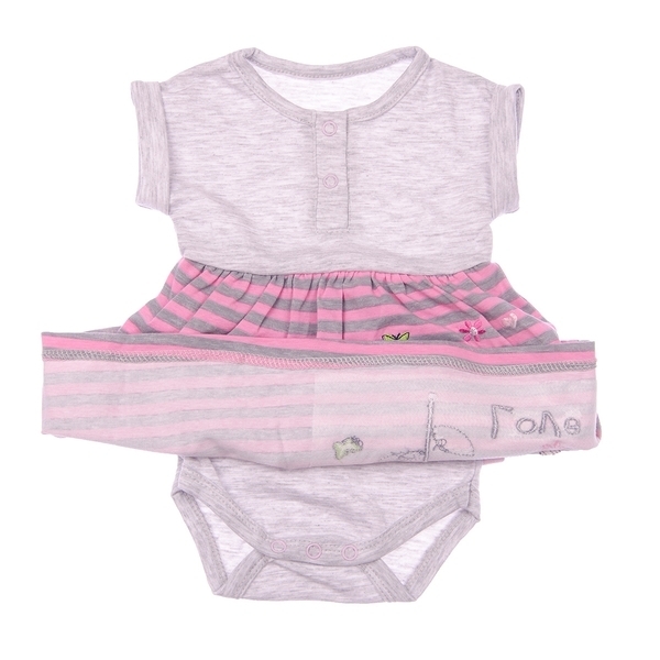 Комплект для дівчинки Фламінго, стрейч-кулір, р.68, рожевий з сірим (131-420) - Pampik - 4