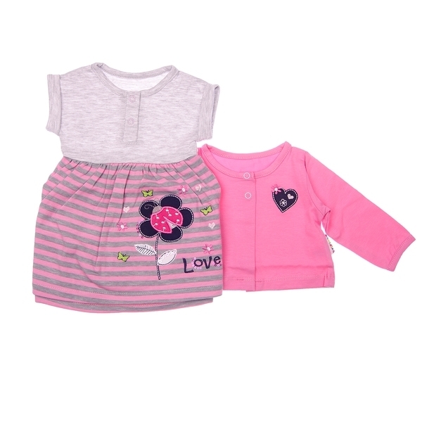 Комплект для дівчинки Фламінго, стрейч-кулір, р.68, рожевий з сірим (131-420) - Pampik