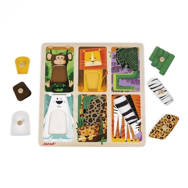 Пазл-вкладиш Janod Тварини в зоопарку, 6 елементів (J07081) - Pampik - 3