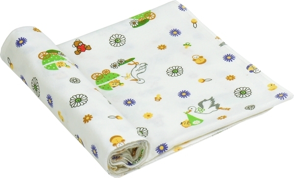 Багаторазова пелюшка Руно, фланель, 90х80 см, білий з зеленим (203.05_10-0320 green) - Pampik