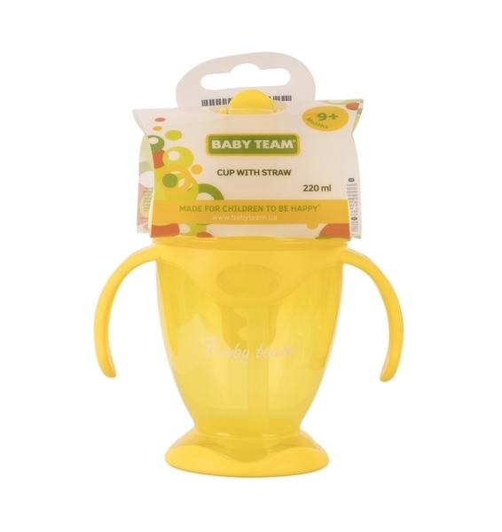 Поїльник з трубочкою та ручками Baby Team, 220 мл, жовтий (5011) - Pampik - 3