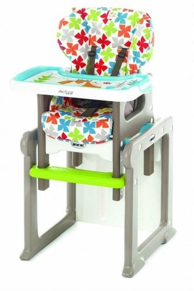 Стільчик для годування Jane Activa Evo, білий з малюнком (6235/T02) - Pampik