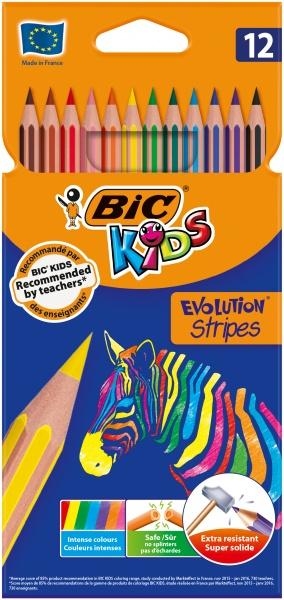 

Карандаши цветные BIC Kids Evolution Strips, 12 шт. (950522