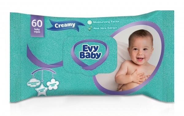 

Влажные салфетки Evy Baby Creamy, 60 шт