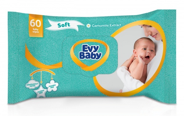 Подарок. Влажные салфетки Evy Baby Soft, 60 шт. + - Pampik