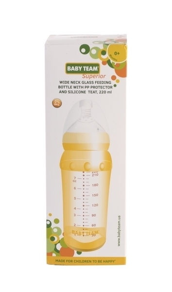 Бутылочка стеклянная Baby Team, 220 мл, желтый (1290) - Pampik - 3