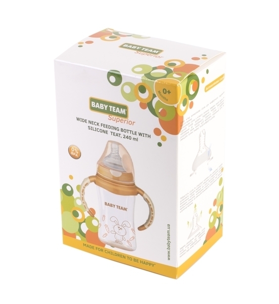 Бутылочка Baby Team, с широким горлом, 240 мл, персиковый (1090) - Pampik - 4