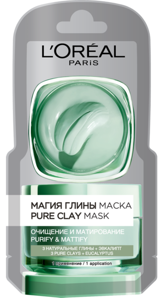 

Маска L’Oréal Paris Skin Expert Магия Глины с натуральной глиной и эвкалиптом, для всех типов кожи, 6 мл