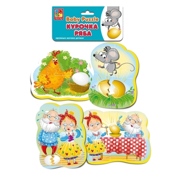 

Пазлы для самых маленьких Vladi Toys Сказки Курочка ряба, 4 картинки (VT1106-61