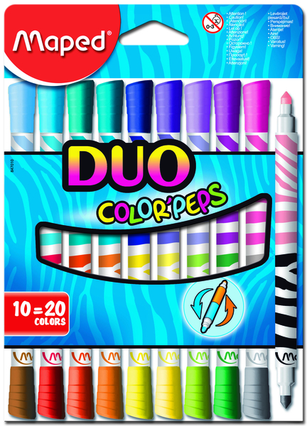 

Фломастеры двусторонние Maped Color Peps Duo, 20 цветов (MP.847010