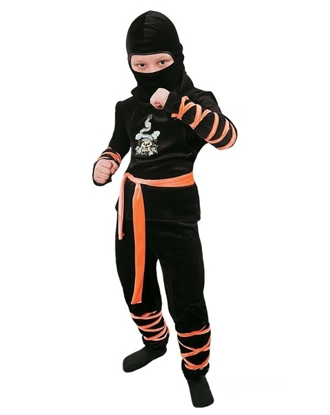 Карнавальний костюм Purpurino Ніндзя, поліестер, р.30, помаранчевий з чорним (346/30) - Pampik