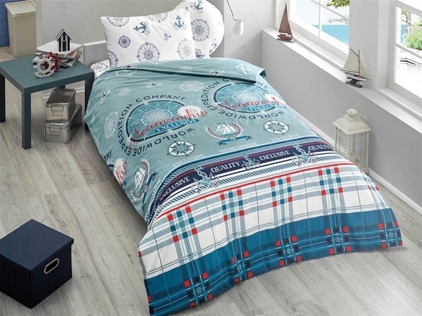Комплект постільної білизни LightHouse Expedition, ранфорс, 220х160 см, синій (7885_1.5LH) - Pampik