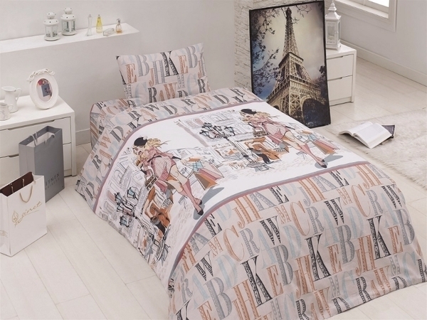 Комплект постільної білизни LightHouse Shopping, бязь, 220х160 см, бежевий (11543_1.5LH) - Pampik