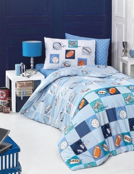 Комплект постільної білизни LightHouse Play, ранфорс, 220х160 см, блакитний (40775_1,5) - Pampik