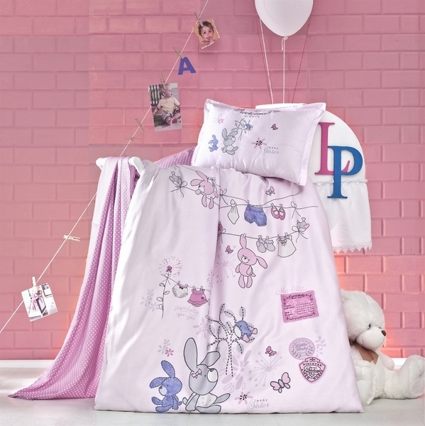 Комплект постельного белья Luoca Patisca Little, ранфорс, 150х100 см, розовый (79028) - Pampik