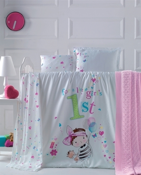 Комплект постельного белья Luoca Patisca Bambina, ранфорс, 150х100 см, белый (10595) - Pampik