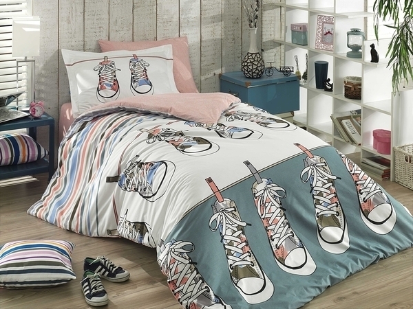 Комплект постільної білизни Hobby Poplin Layla, поплін, зелений (117037_1,5) - Pampik