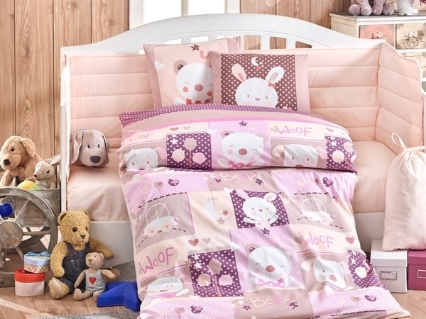 Комплект постельного белья Hobby Snoopy, поплин, розовый с бежевым (32399) - Pampik