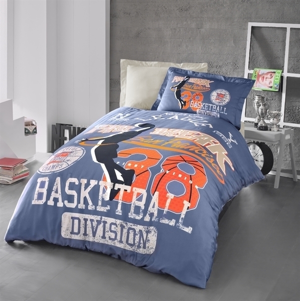 Комплект постільної білизни Luoca Patisca Ranforce Basketball, ранфорс, 220х160 см, фіолетовий (78353) - Pampik