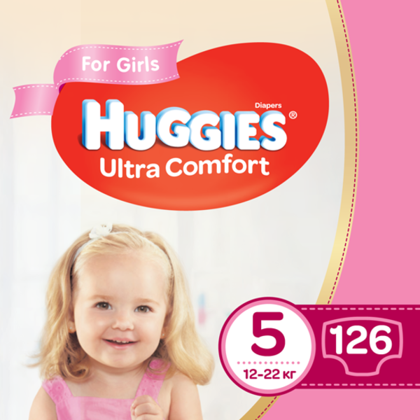 

Набор подгузников для девочек Huggies Ultra Comfort 5 (12-22 кг), 126 шт. (3 уп. по 42 шт