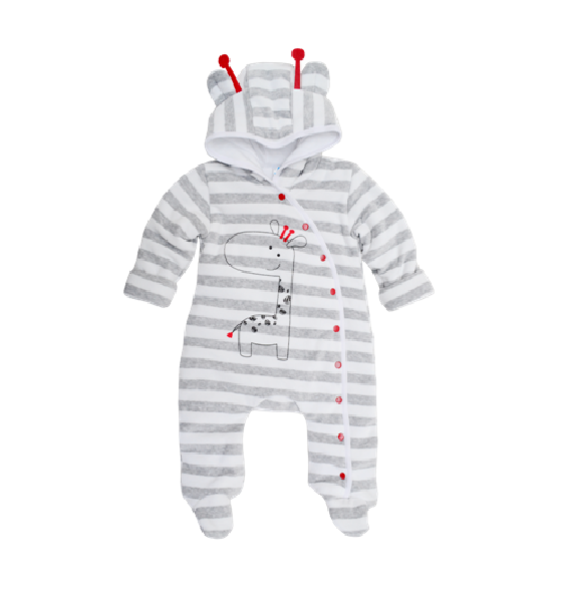Комбінезон Minikin Жираф, велюр, р.62, сірий з білим (181750462) - Pampik