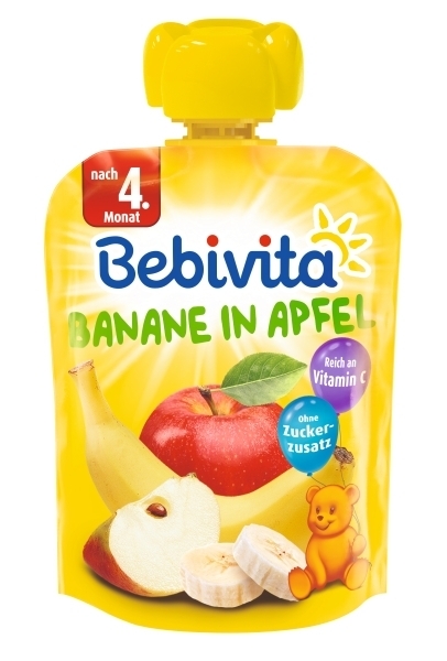 

Фруктовое пюре Bebivita Pouch Банан-яблоко, 90 г