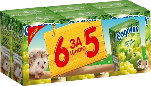 Нектар Садочок Яблучно-виноградний, 200 мл, 5+1 шт. - Pampik