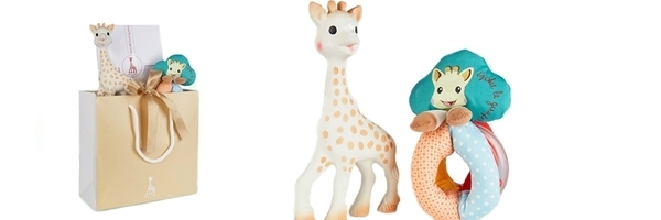 Подарочный набор Vulli Жирафа Софи Sophiesticated, погремушка-комфортер и игрушка-прорезыватель с подарочным пакетом и открыткой (2) - Pampik - 3