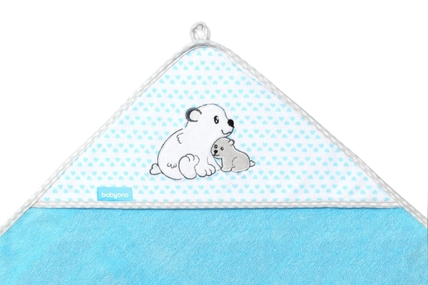 Рушник з капюшоном BabyOno Ведмедик, 100х100 см, блакитний (346/02) - Pampik - 2