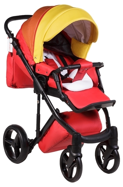 Універсальна коляска 2 в 1 Adamex Luciano Q269, червоний з жовтим (621907) - Pampik - 4