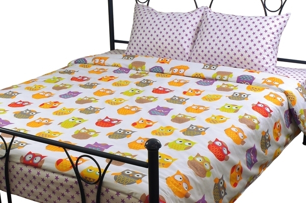 Комплект постільної білизни Руно Сови, сатин, білий (1.137К) - Pampik