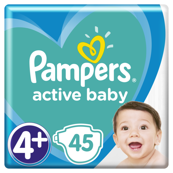 Підгузки Pampers Active Baby 4+ (10-15 кг), 45 шт. - Pampik